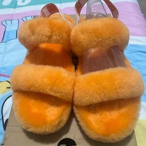 UGG Women's Orange Fuzzy Slippers